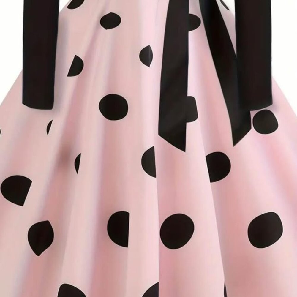 Ladies size XXL Pink and Black Polka dot retro dress - Picture 8 of 16